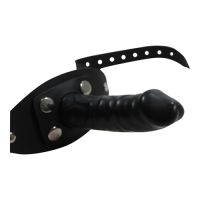 Leren mondknevel met dildo