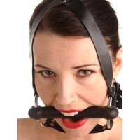 Strict leather locking silicone trainer gag