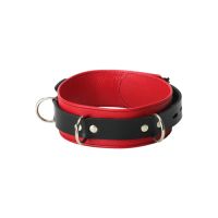 Lederen rood-zwarte halsband